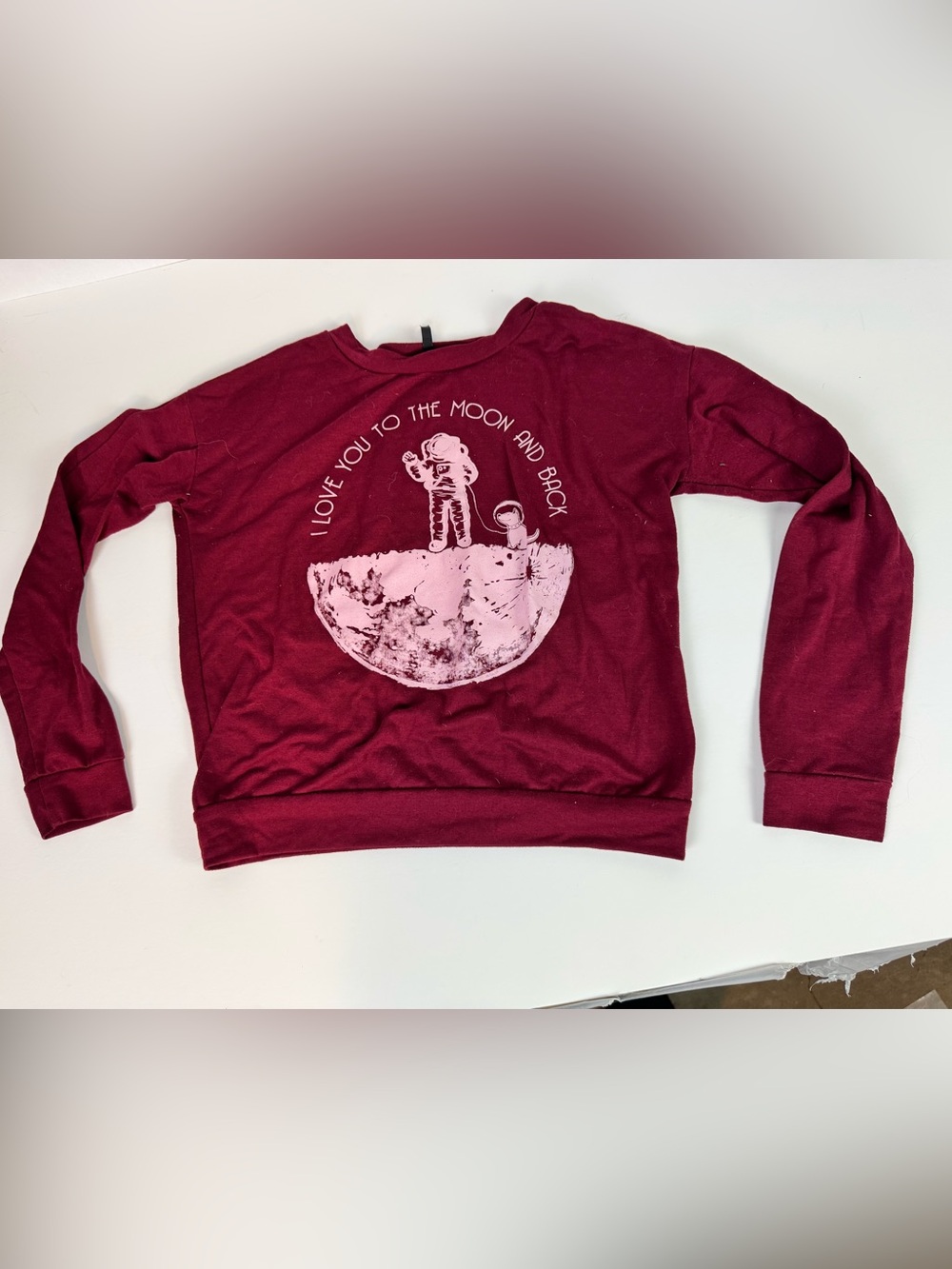 Maroon Graphic Sweatshirt - 'I Love You to the Moon and Back'